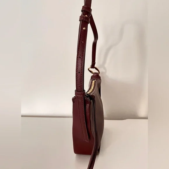 Mango Burgundy Shoulder Bag with Gold Accents - Picture 5 of 8